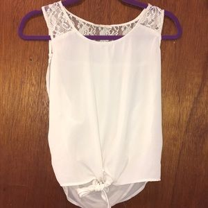 Cream sheer sleeveless top